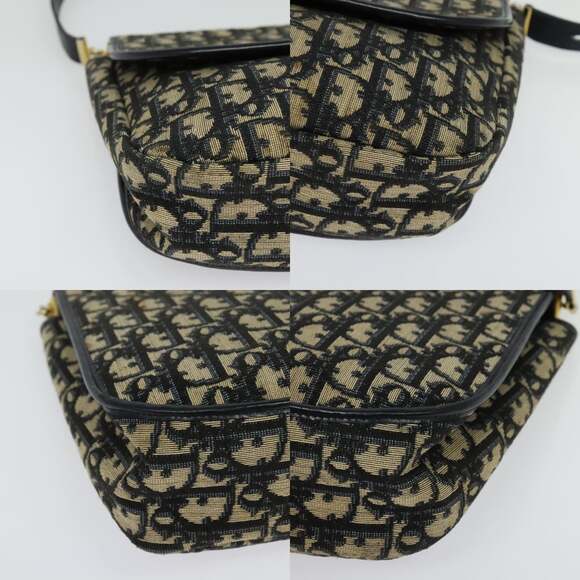 DIOR Trotter Canvas Shoulder Bag Navy Gold - Picture 10 of 12